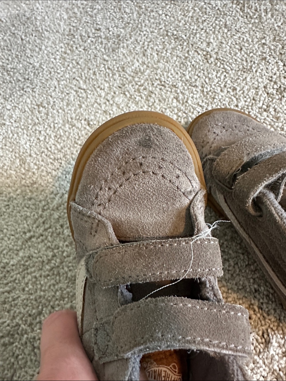Vans Kids Taupe Suede Velcro Sneakers - Picture 8 of 8